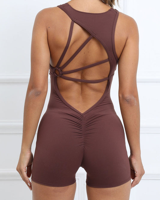 Aileen Seamless Scrunch Jumpsuit - Brown