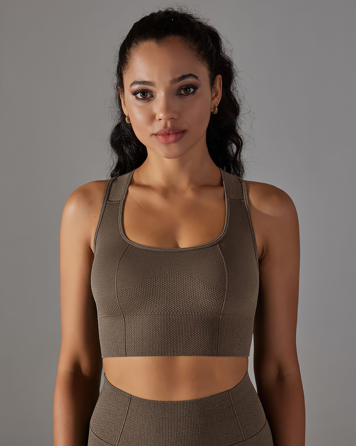 Alodia Racerback Sports Bra - Brown