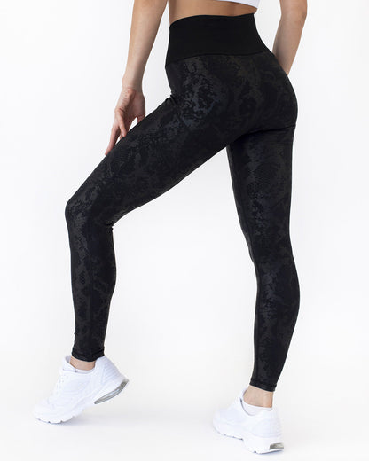 Avery Snakeskin Leggings - Black