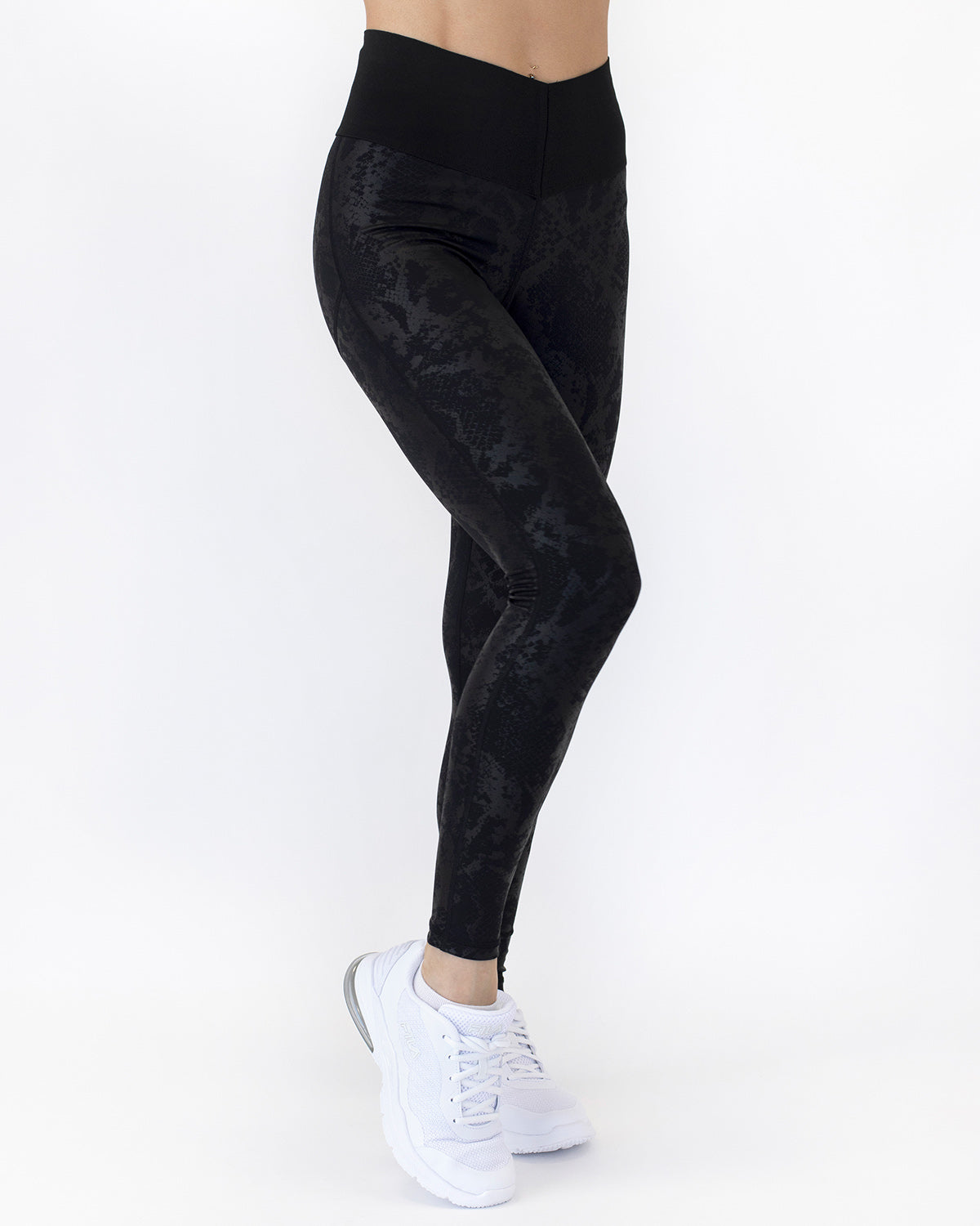 Avery Snakeskin Leggings - Black