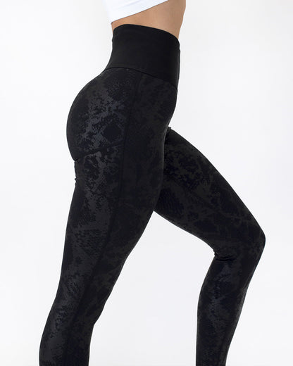 Avery Snakeskin Leggings - Black