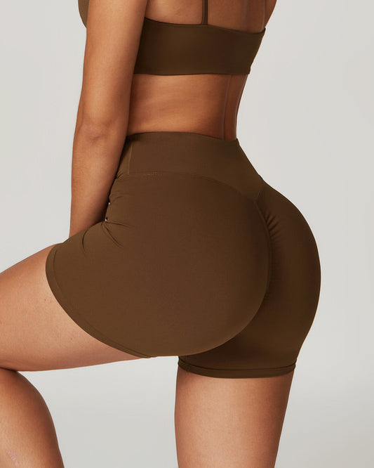 Hazel Scrunch Shorts - Brown