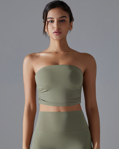 Bianca Ruched Crop Top - Green