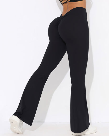 Celeste Scrunch Flare Leggings - Black