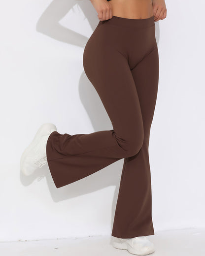 Celeste Scrunch Flare Leggings - Brown