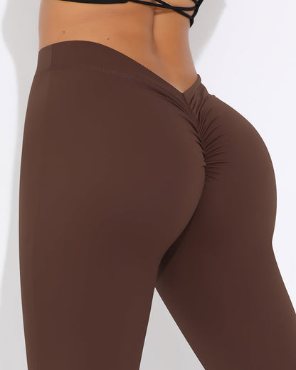 Celeste Scrunch Flare Leggings - Brown