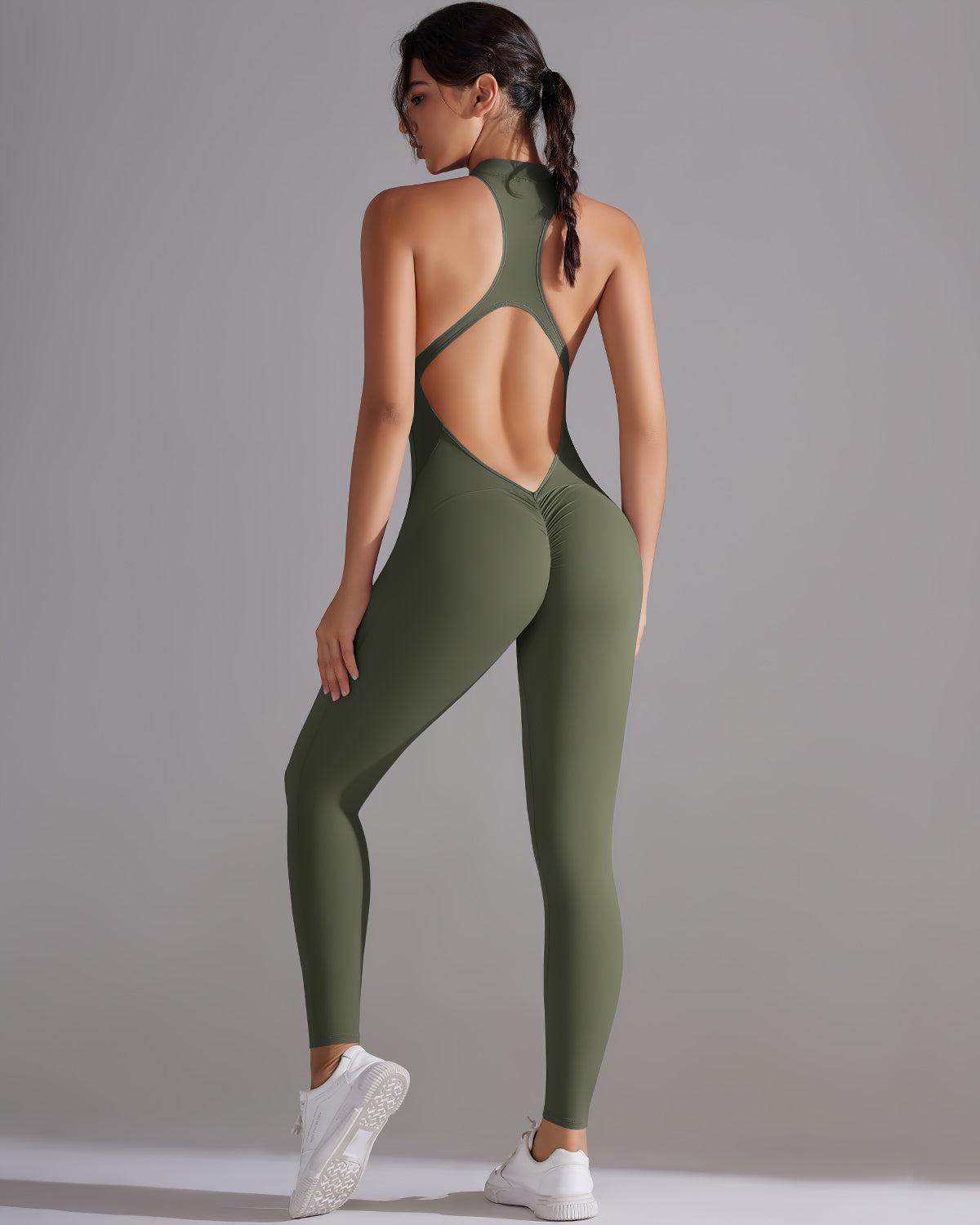 Coralie Seamless Scrunch Jumpsuit - Army Green