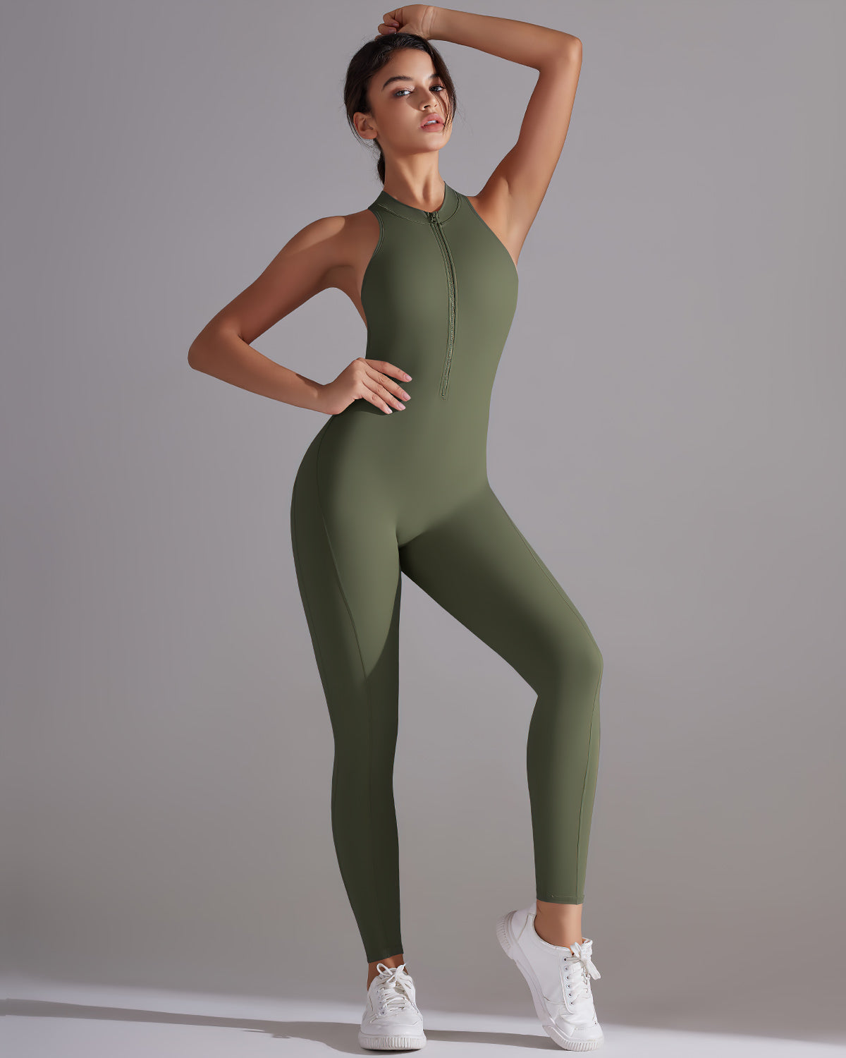 Coralie Seamless Scrunch Jumpsuit - Army Green