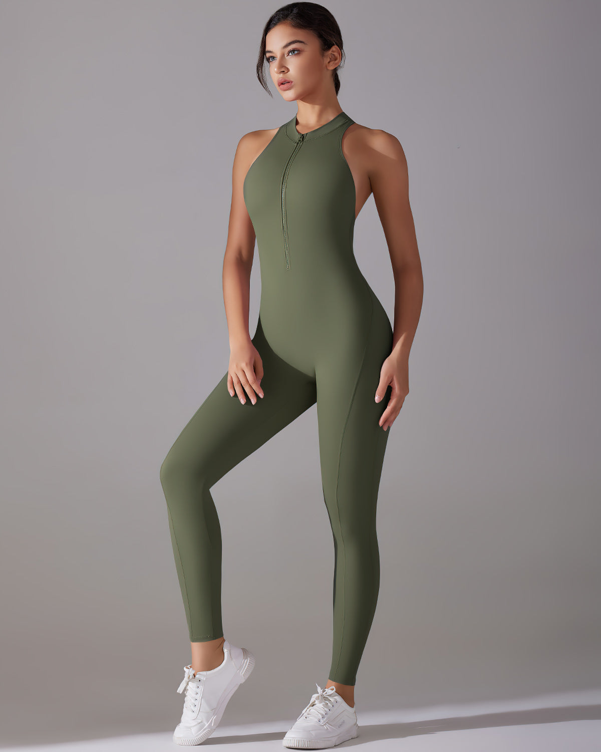 Coralie Seamless Scrunch Jumpsuit - Army Green