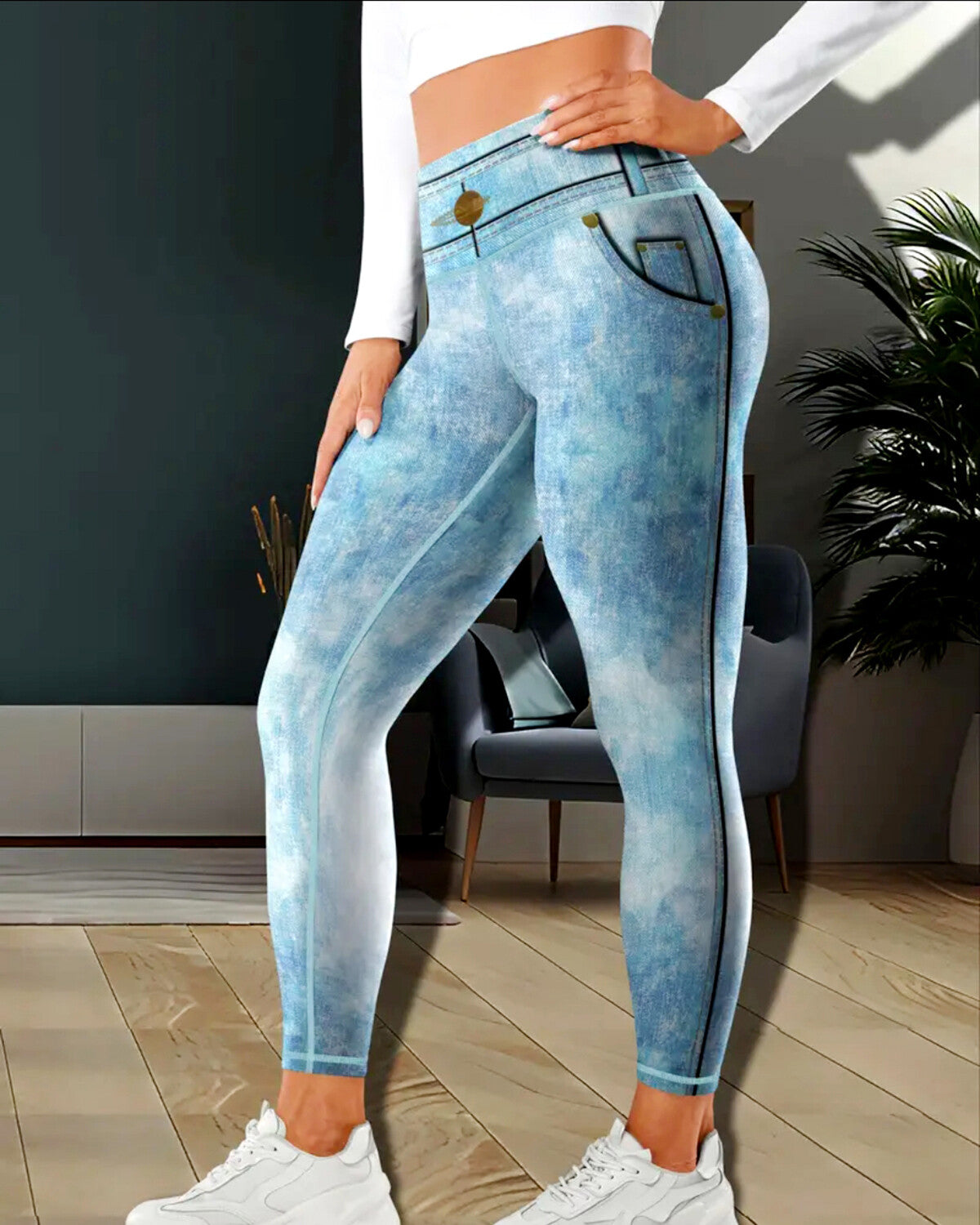 Denim Delight Leggings - Ice