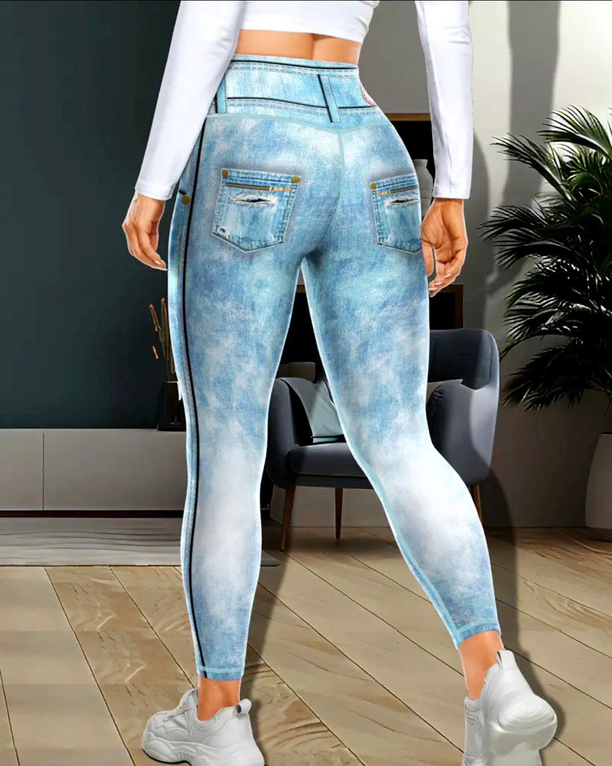 Denim Delight Leggings - Ice