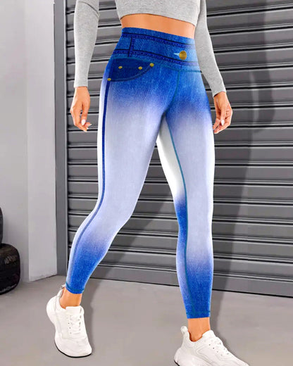 Denim Delight Leggings - Jeanheart Blue