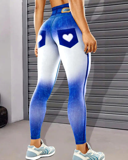 Denim Delight Leggings - Jeanheart Blue