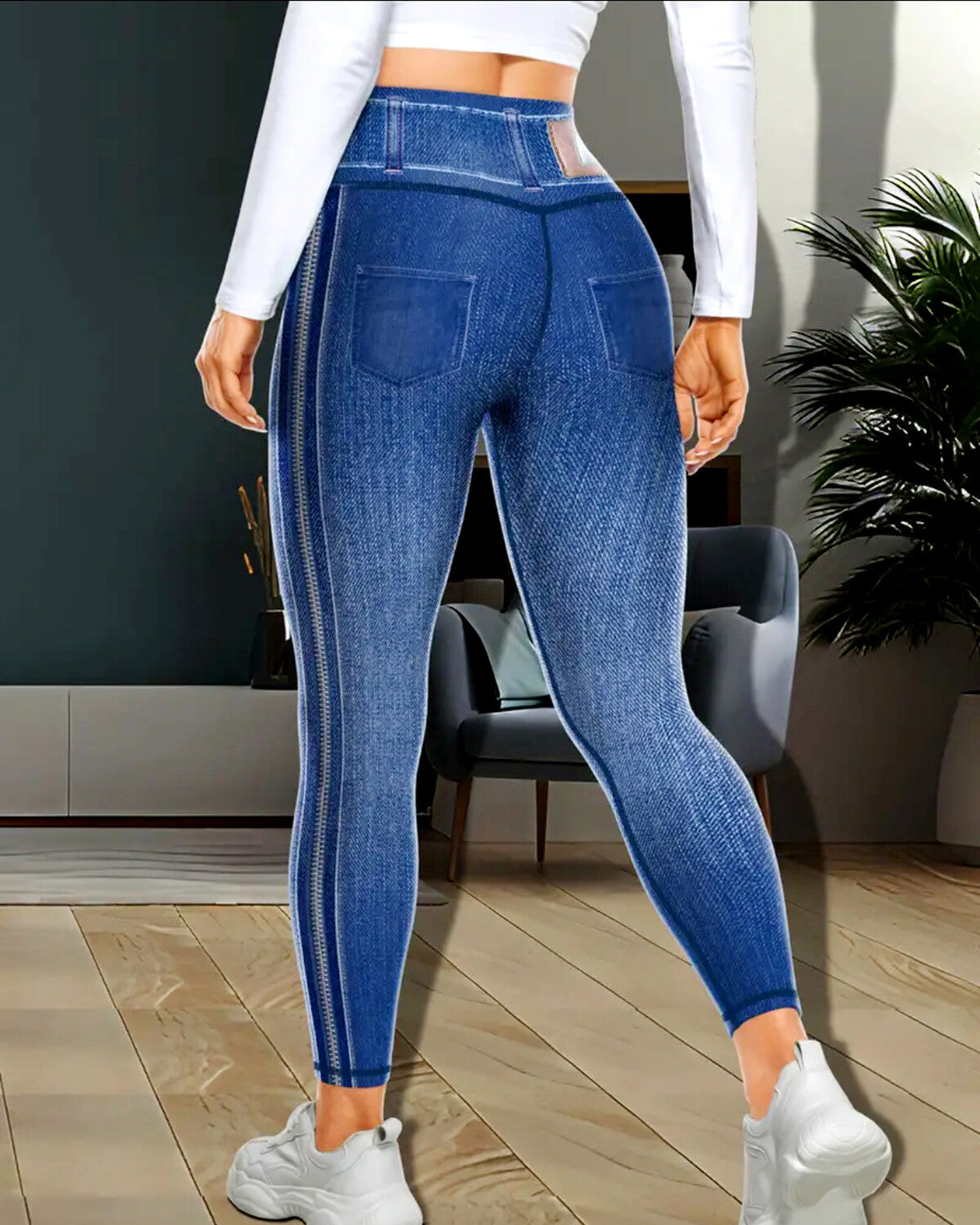 Denim Delight Leggings - Sidezip