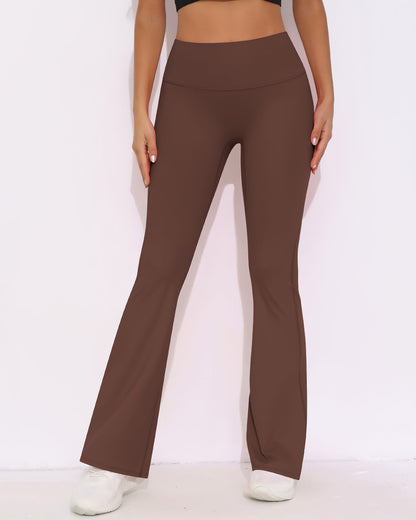 Elara Scrunch Flare Leggings - Brown