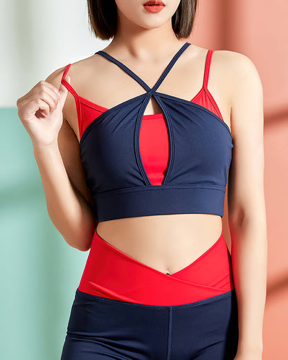 Eleanor Sports Bra - Blue & Red