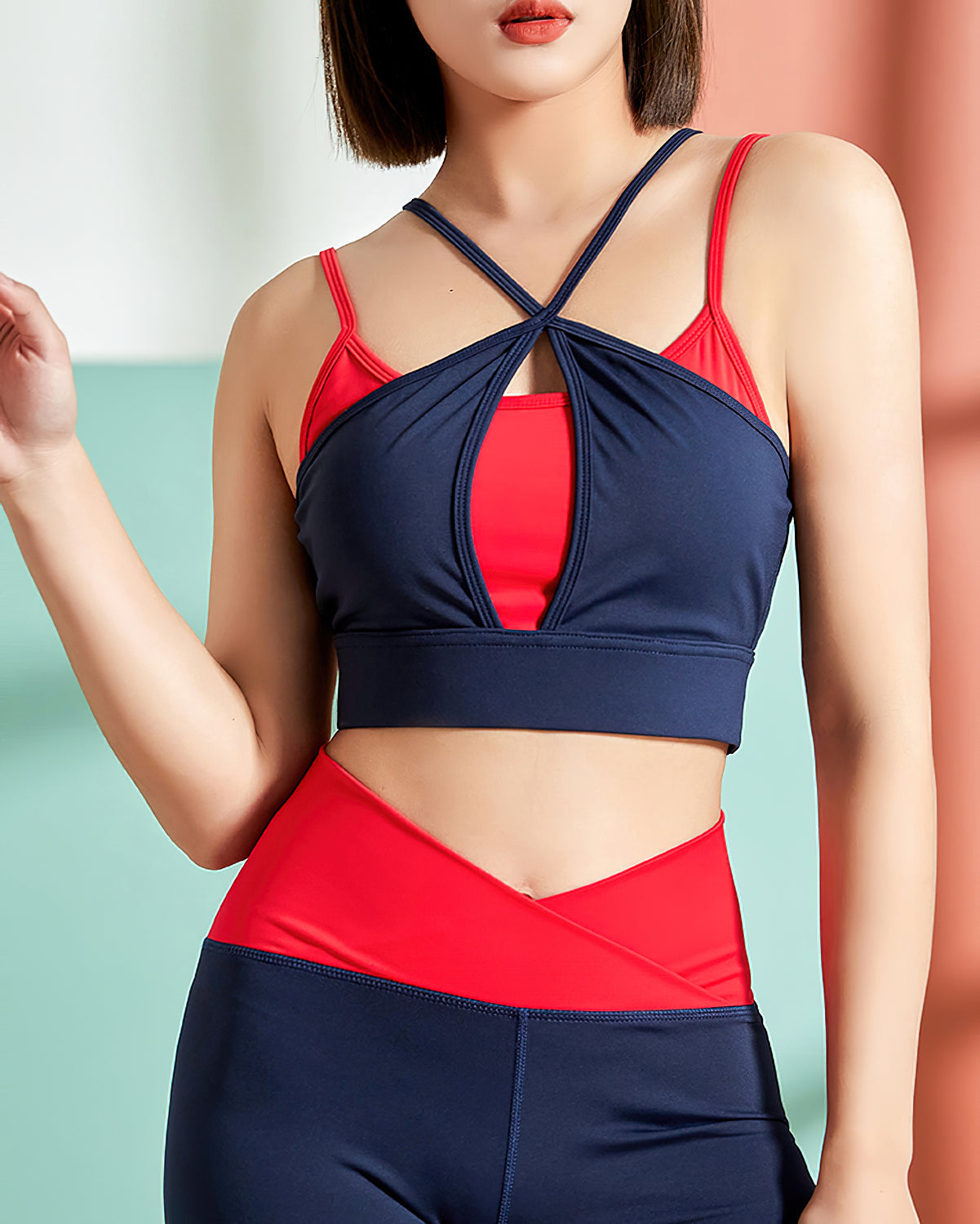 Eleanor Sports Bra - Blue & Red