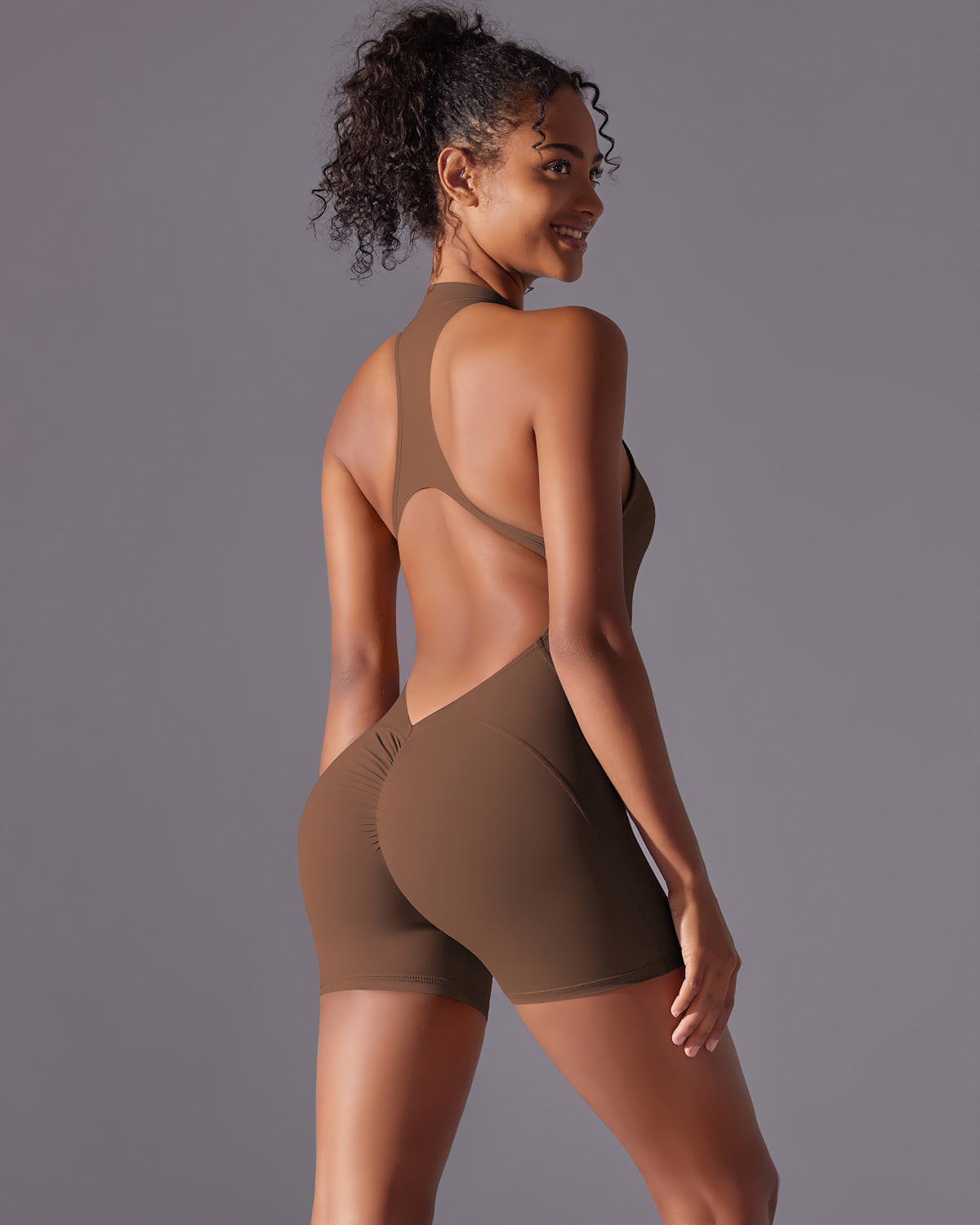 Elodie Seamless Scrunch Jumpsuit - Chocolate