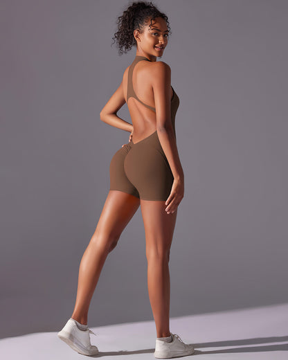 Elodie Seamless Scrunch Jumpsuit - Chocolate