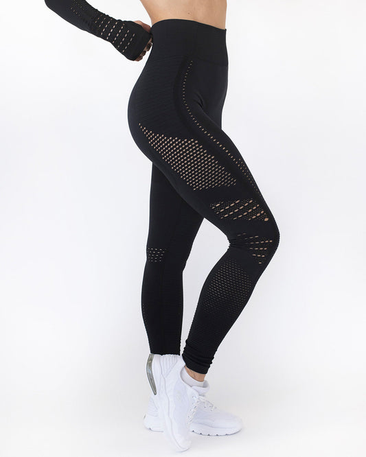 Gracey Hollow Out Seamless Leggings - Black