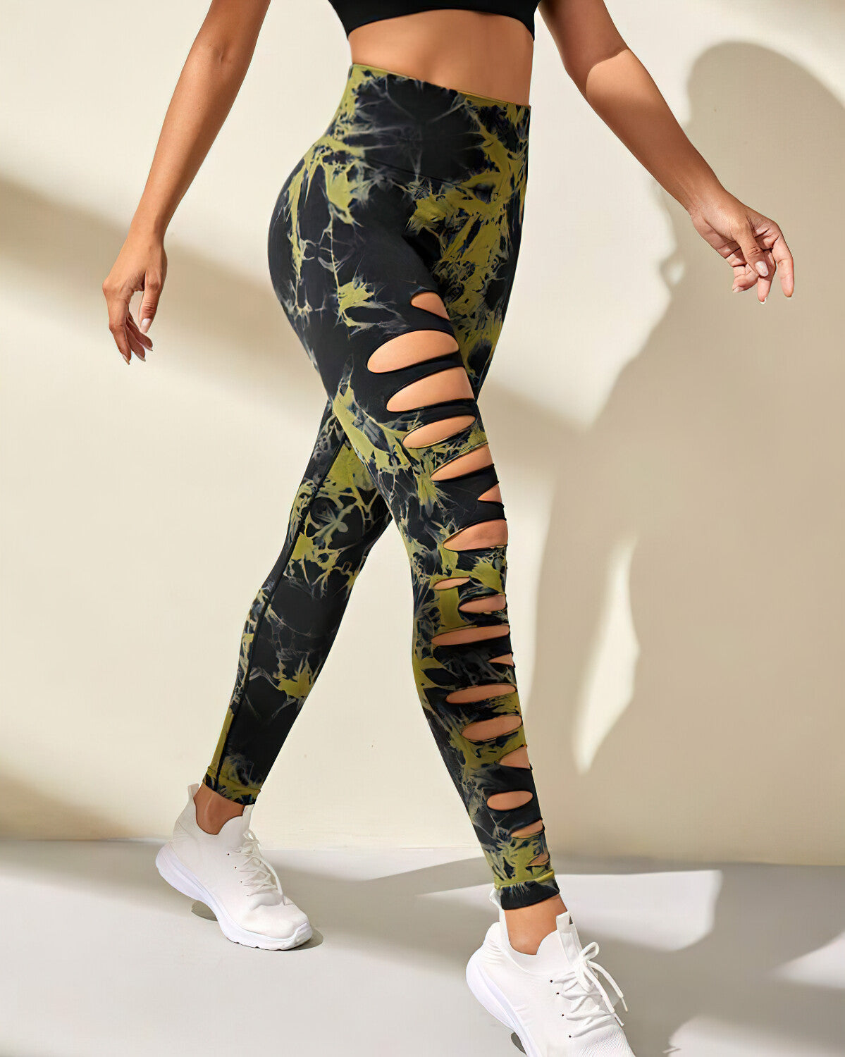 Halle Seamless Scrunch Leggings - Black Green