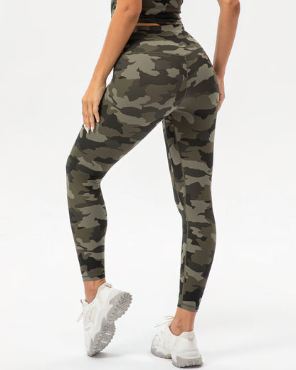 Harper Camo Leggings - Olive