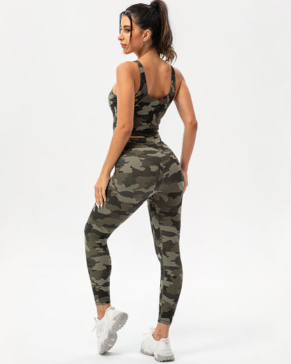 Harper Camo Leggings - Olive