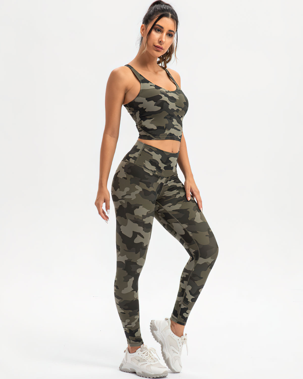 Harper Camo Leggings - Olive