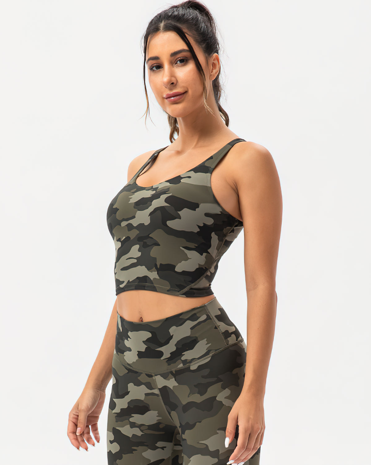 Harper Camo Sports Bra - Olive