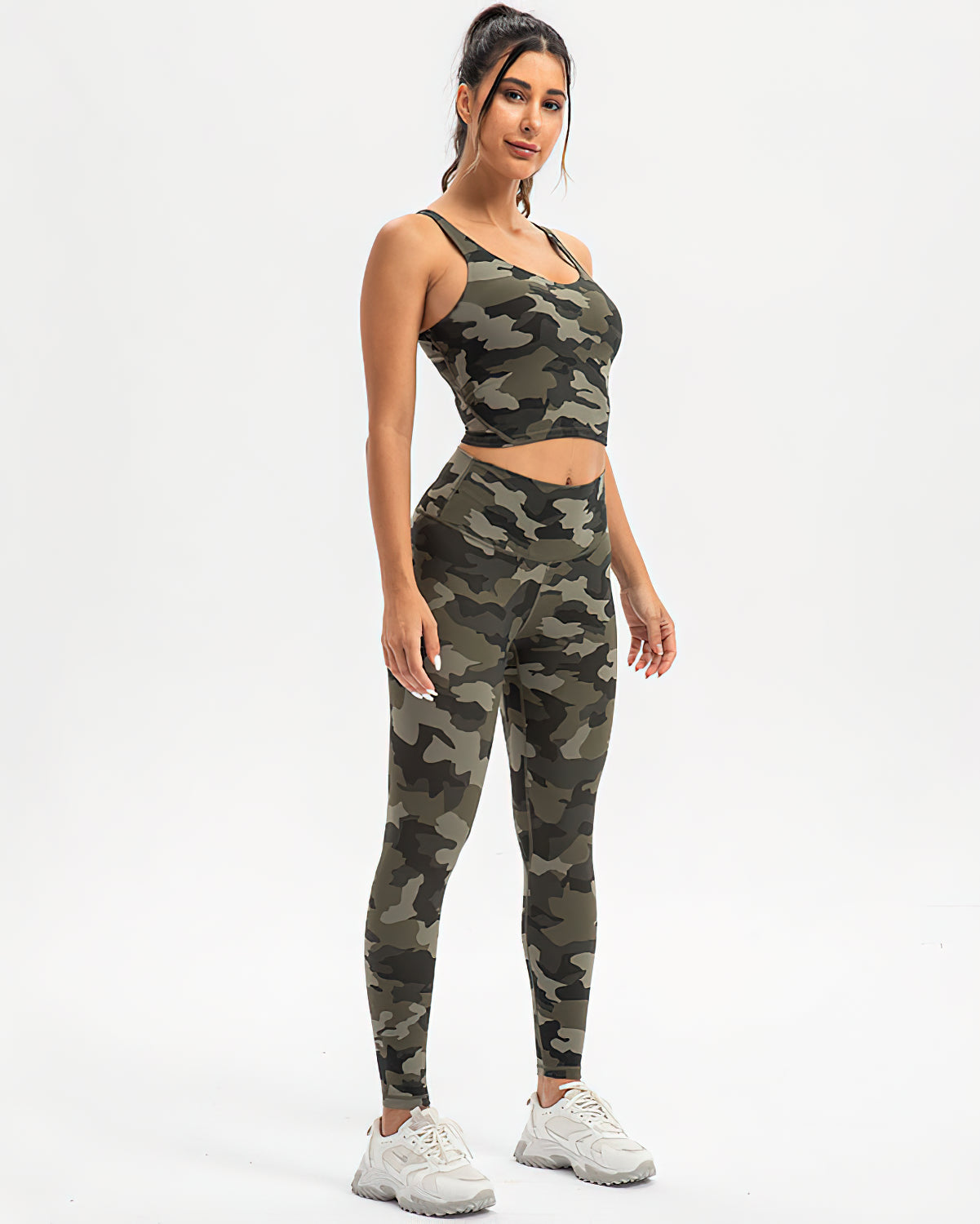 Harper Camo Sports Bra - Olive