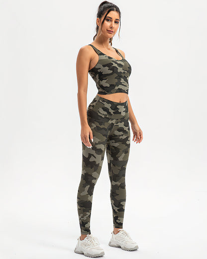 Harper Camo Sports Bra - Olive