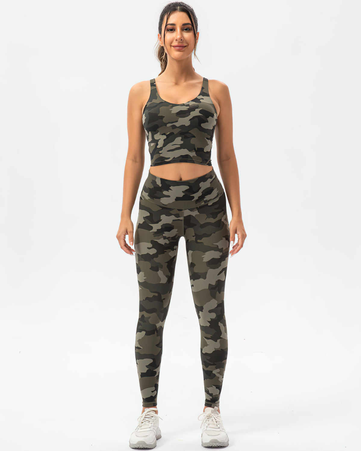 Harper Camo Sports Bra - Olive