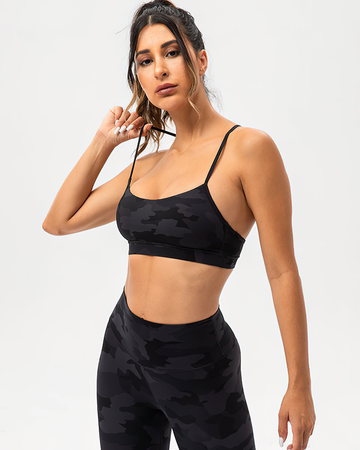 Harper Camo Y Sports Bra - Black