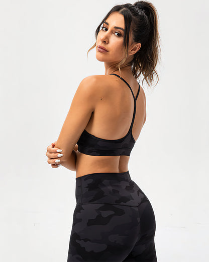 Harper Camo Y Sports Bra - Black