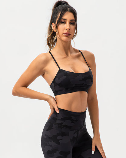 Harper Camo Y Sports Bra - Black