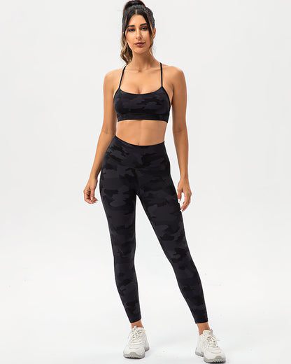 Harper Camo Y Sports Bra - Black