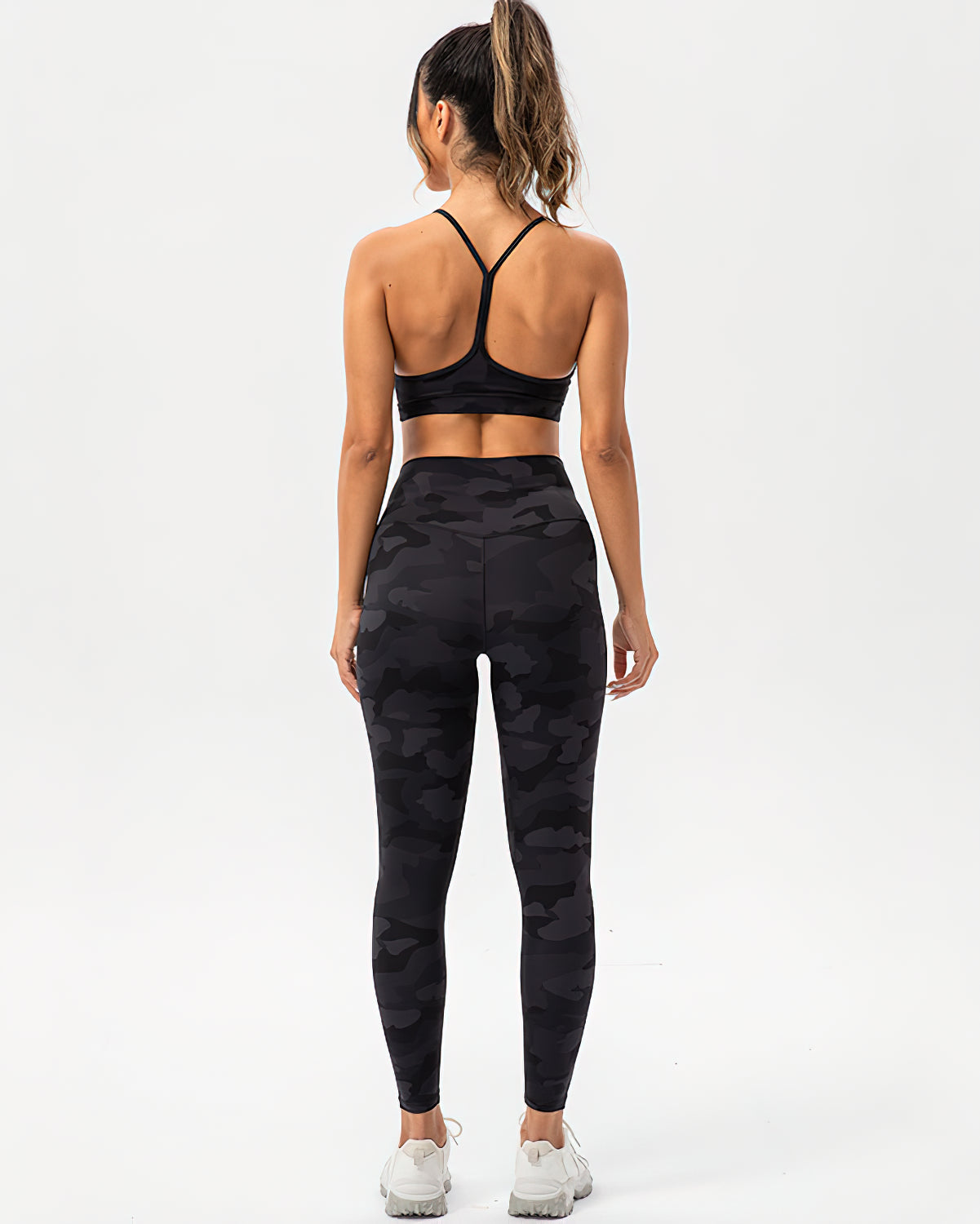 Harper Camo Y Sports Bra - Black