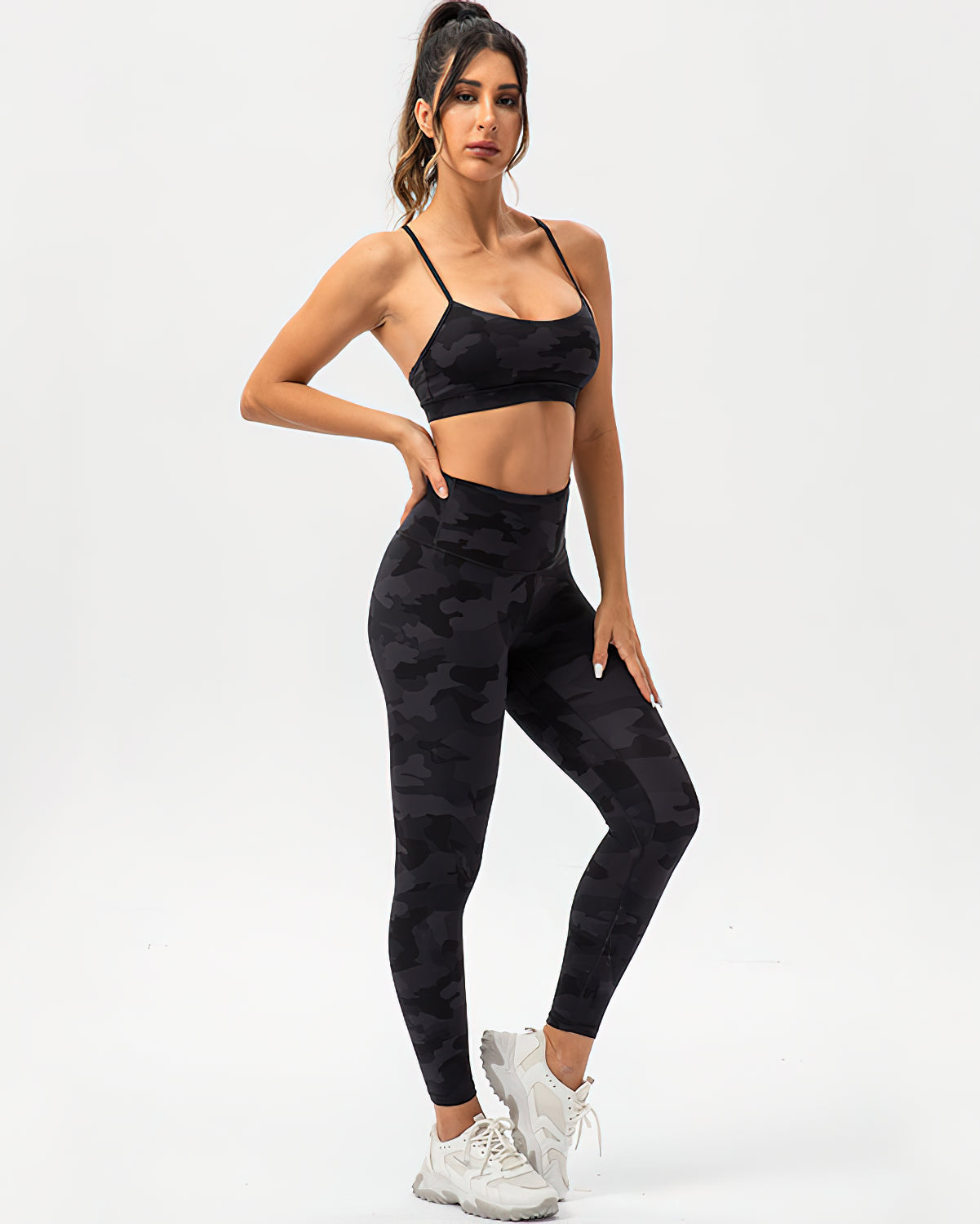 Harper Camo Y Sports Bra - Black