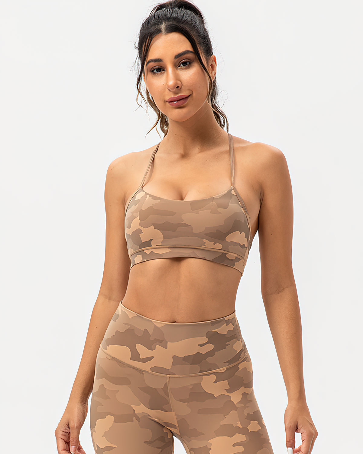 Harper Camo Y Sports Bra - Teak