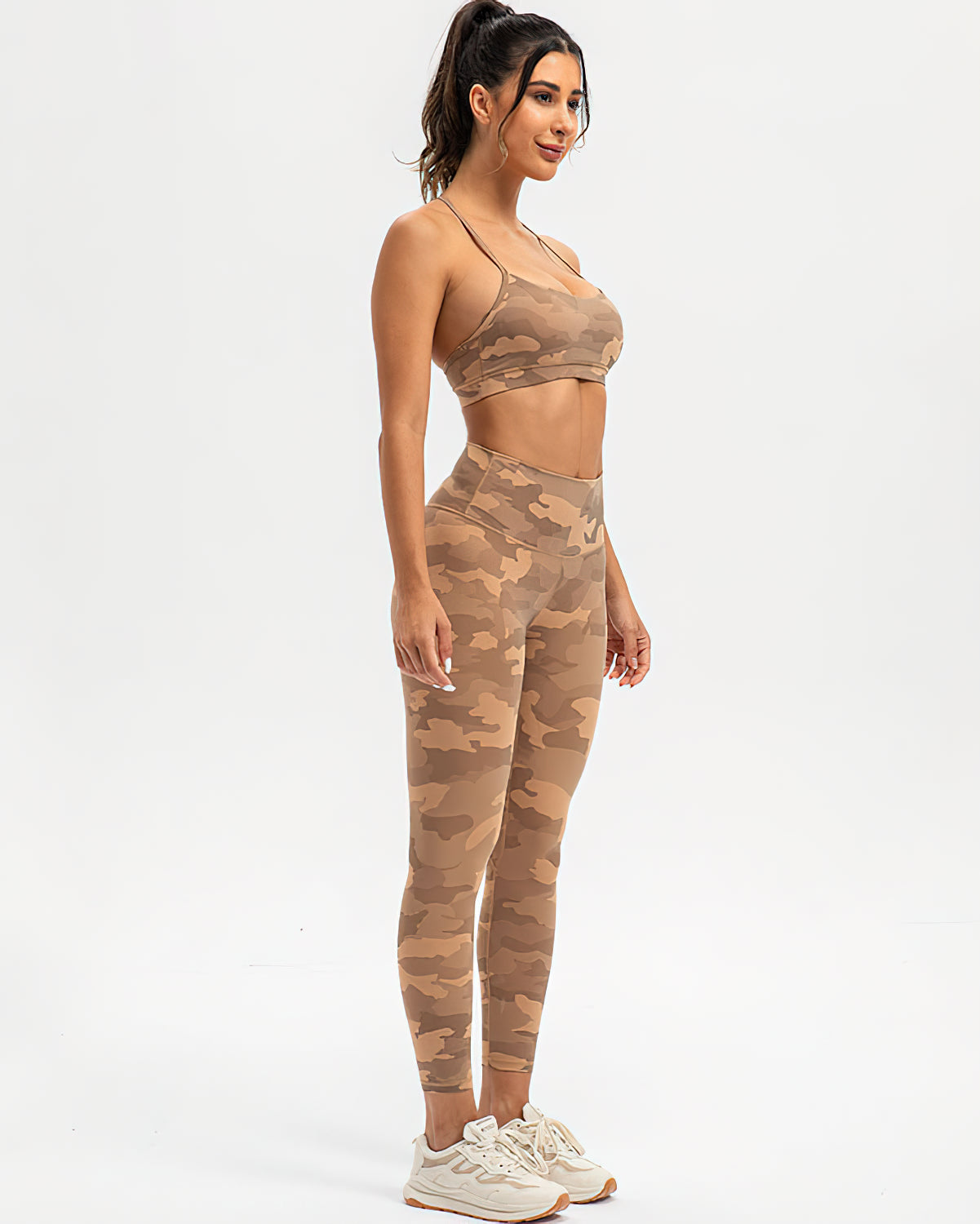 Harper Camo Y Sports Bra - Teak