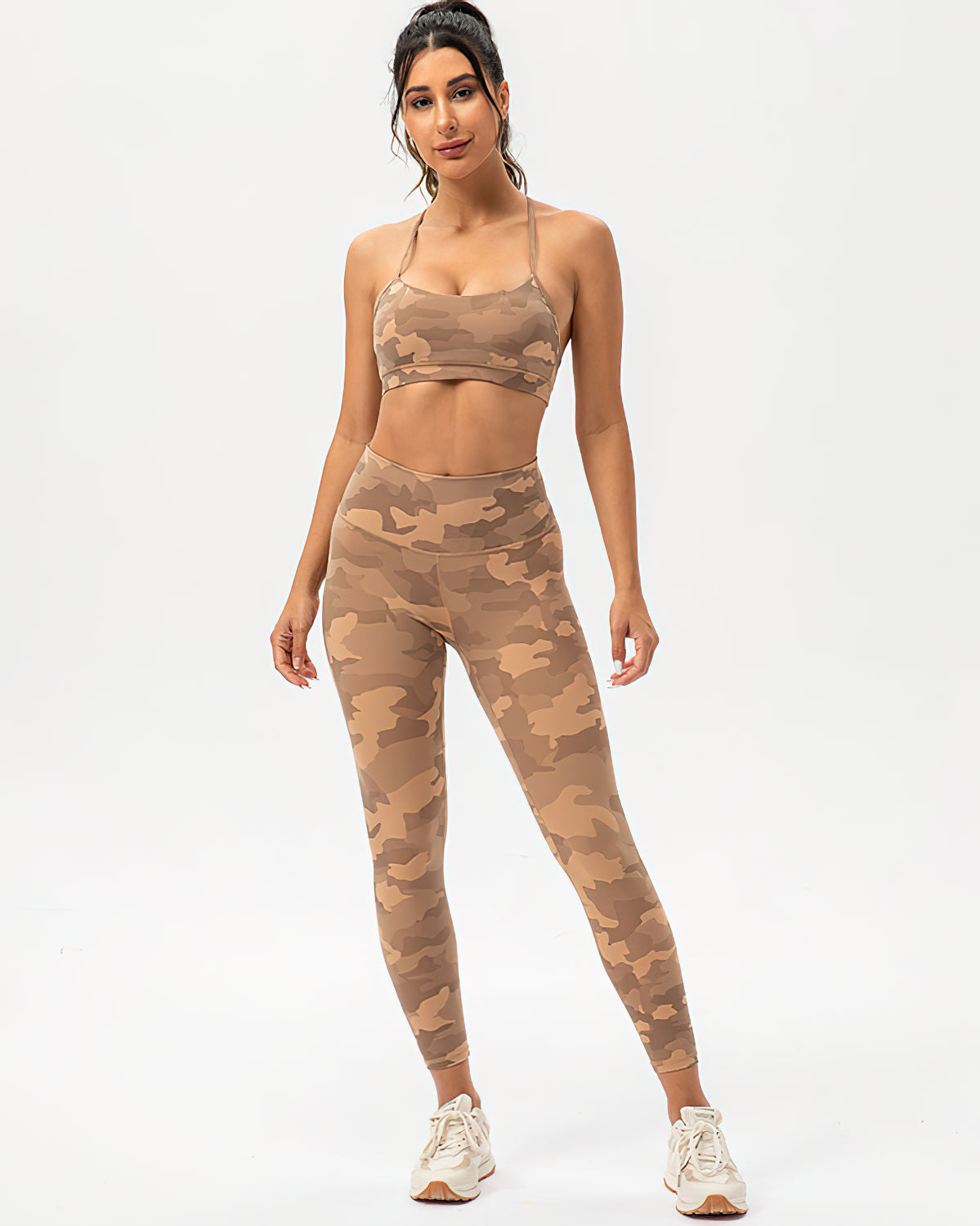 Harper Camo Y Sports Bra - Teak