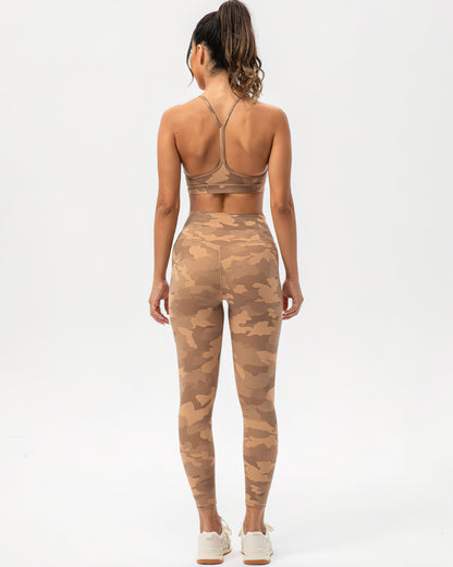 Harper Camo Y Sports Bra - Teak