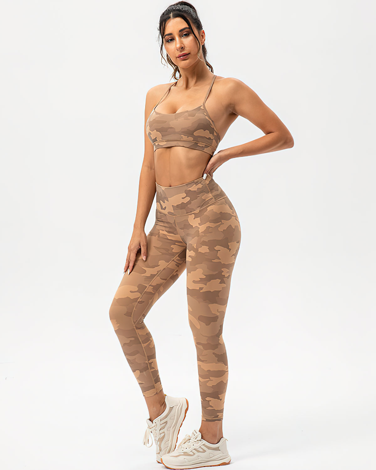 Harper Camo Y Sports Bra - Teak