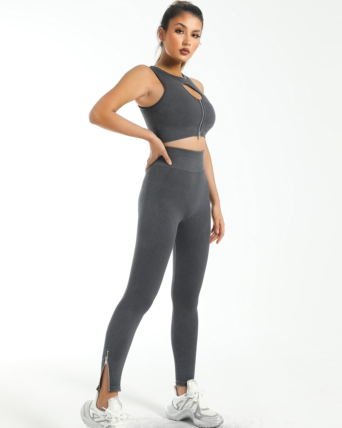 Isabella Seamless Scrunch Leggings - Grey