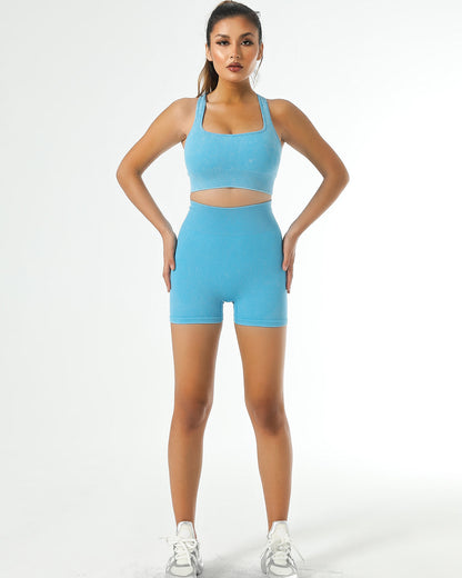 Isabella Seamless Scrunch Shorts - Blue