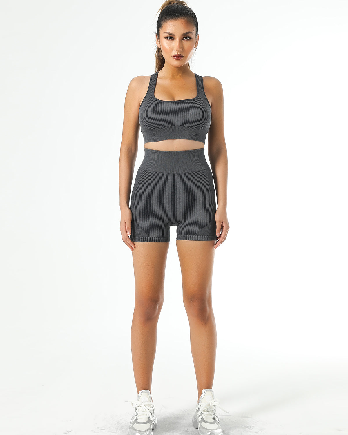 Isabella Seamless Scrunch Shorts - Grey