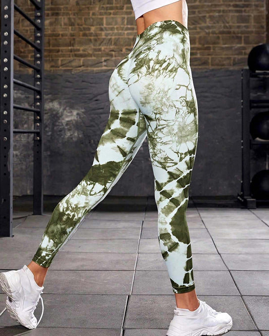 Ophelia Tie-Dye Scrunch Leggings - Green