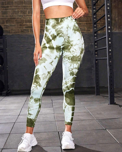 Ophelia Tie-Dye Scrunch Leggings - Green