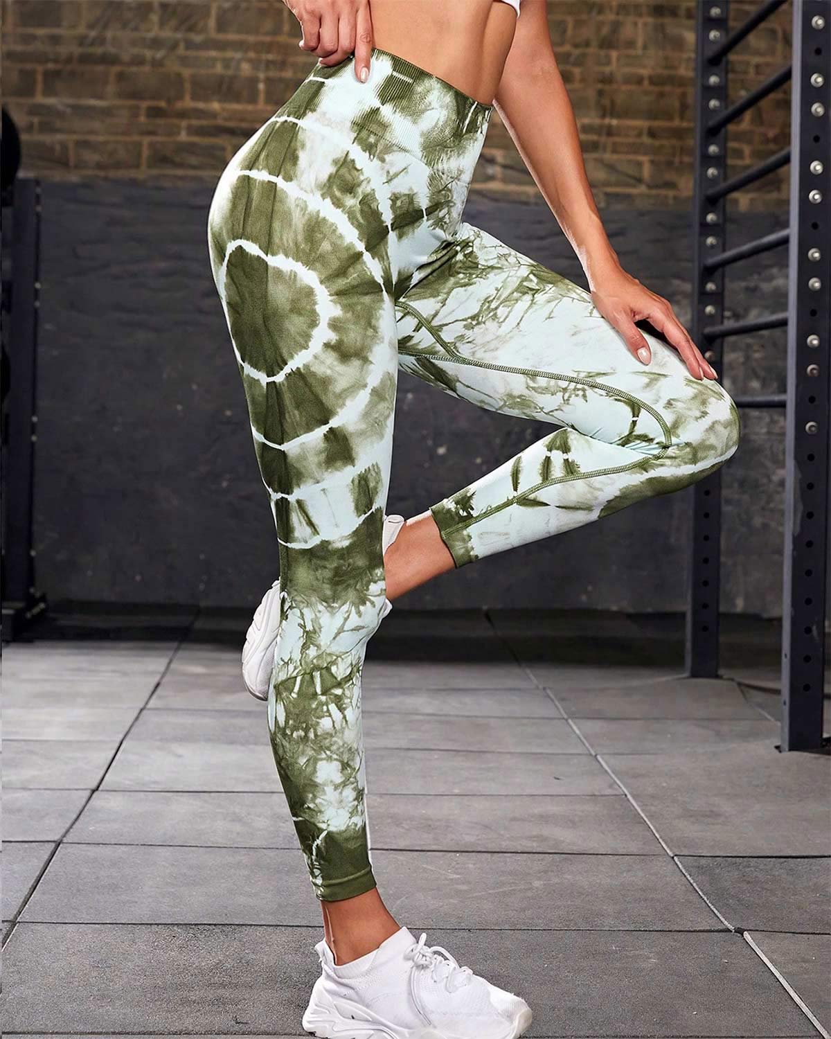 Ophelia Tie-Dye Scrunch Leggings - Green