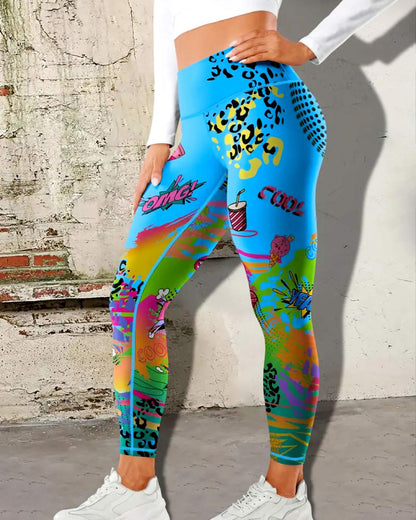 Retro Crush Leggings - Blue